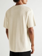 Fendi - Logo-Print Cotton-Blend Terry T-Shirt - Neutrals