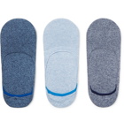 Anonymous Ism - Three-Pack Mélange Cotton-Blend No-Show Socks - Blue