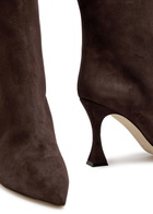 Manolo Blahnik Miralonepla 90 Suede Knee-high Boots Brown