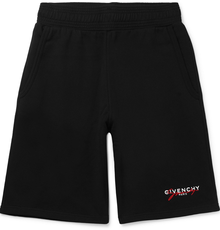 Photo: Givenchy - Wide-Leg Logo-Embroidered Loopback Cotton-Jersey Shorts - Black