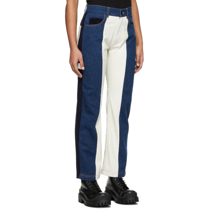 GR-Uniforma Blue and White Patchwork Jeans