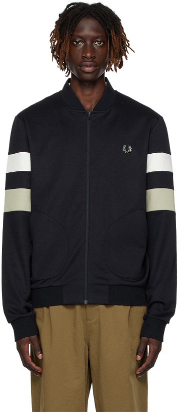 Photo: Fred Perry Navy Tipped Sleeve Track Jacket