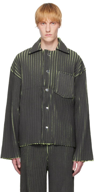 Photo: Stanley Raffington Black & Green Relaxed Fit Knit Jacket