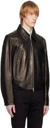 Alexander McQueen Black Zip-Up Leather Jacket