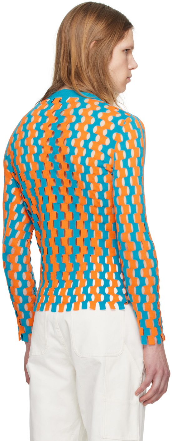 ZANKOV Blue & Orange Cutout Sweater