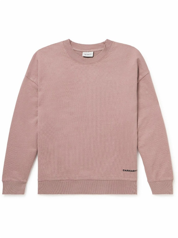 Photo: Carhartt WIP - Link Script Logo-Embroidered Cotton-Jersey Sweatshirt - Pink