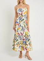 Farm Rio Greek Garden Printed Linen-blend Maxi Dress White