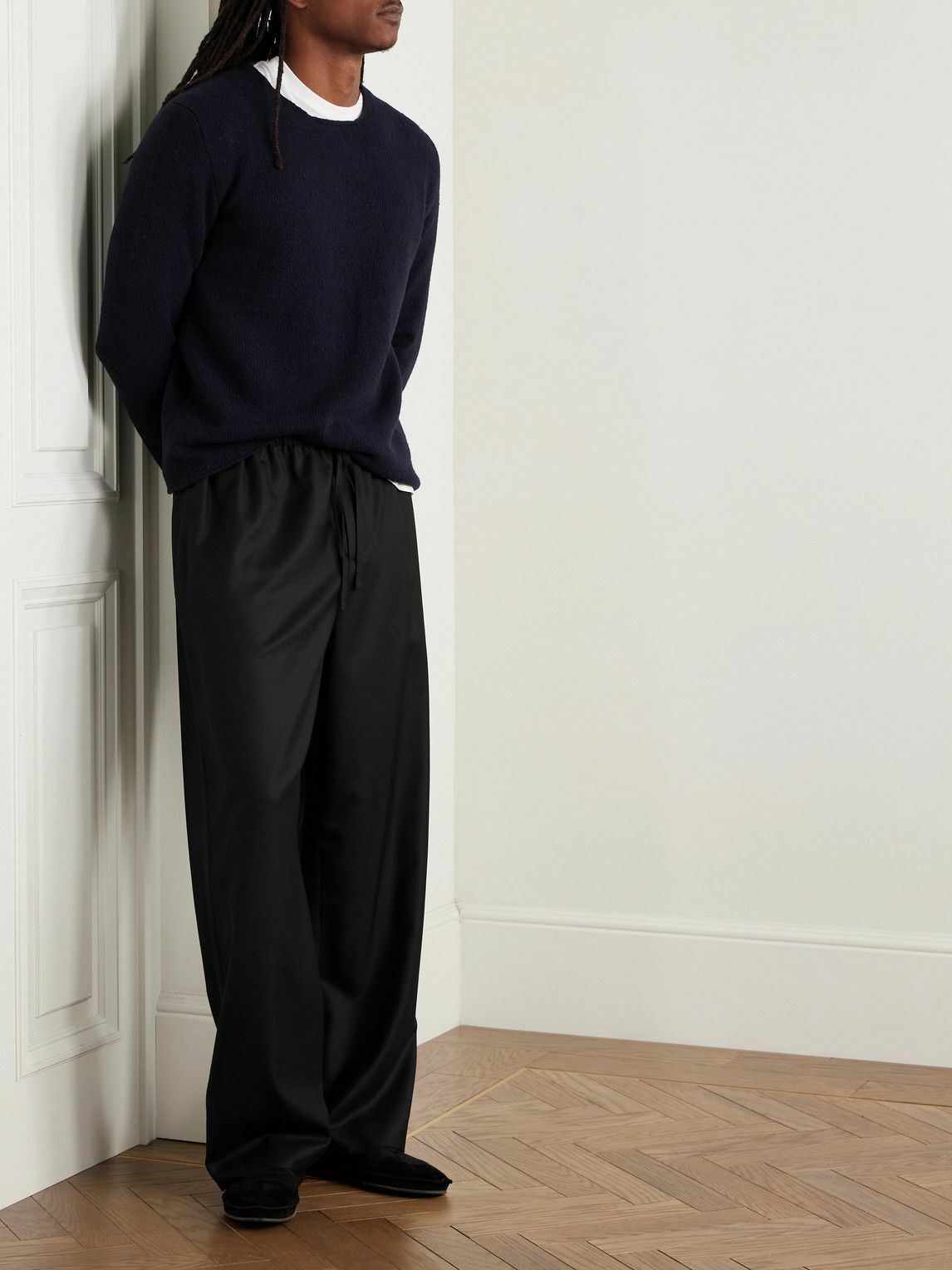 パンツ The Row Xon wool flannel pants The Row - Xon Straight-Leg Virgin Wool-Flannel Drawstring Trousers