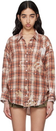 R13 Orange & Beige Shredded Seam Drop Neck Shirt
