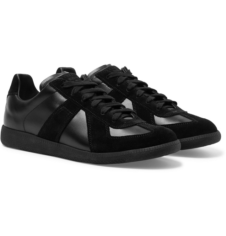 Photo: Maison Margiela - Replica Suede and Leather Sneakers - Black
