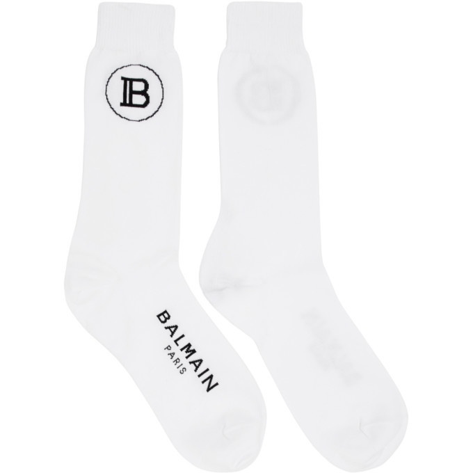 Photo: Balmain Two-Pack White Logo Socks