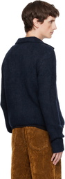 Dries Van Noten Navy Brushed Cardigan