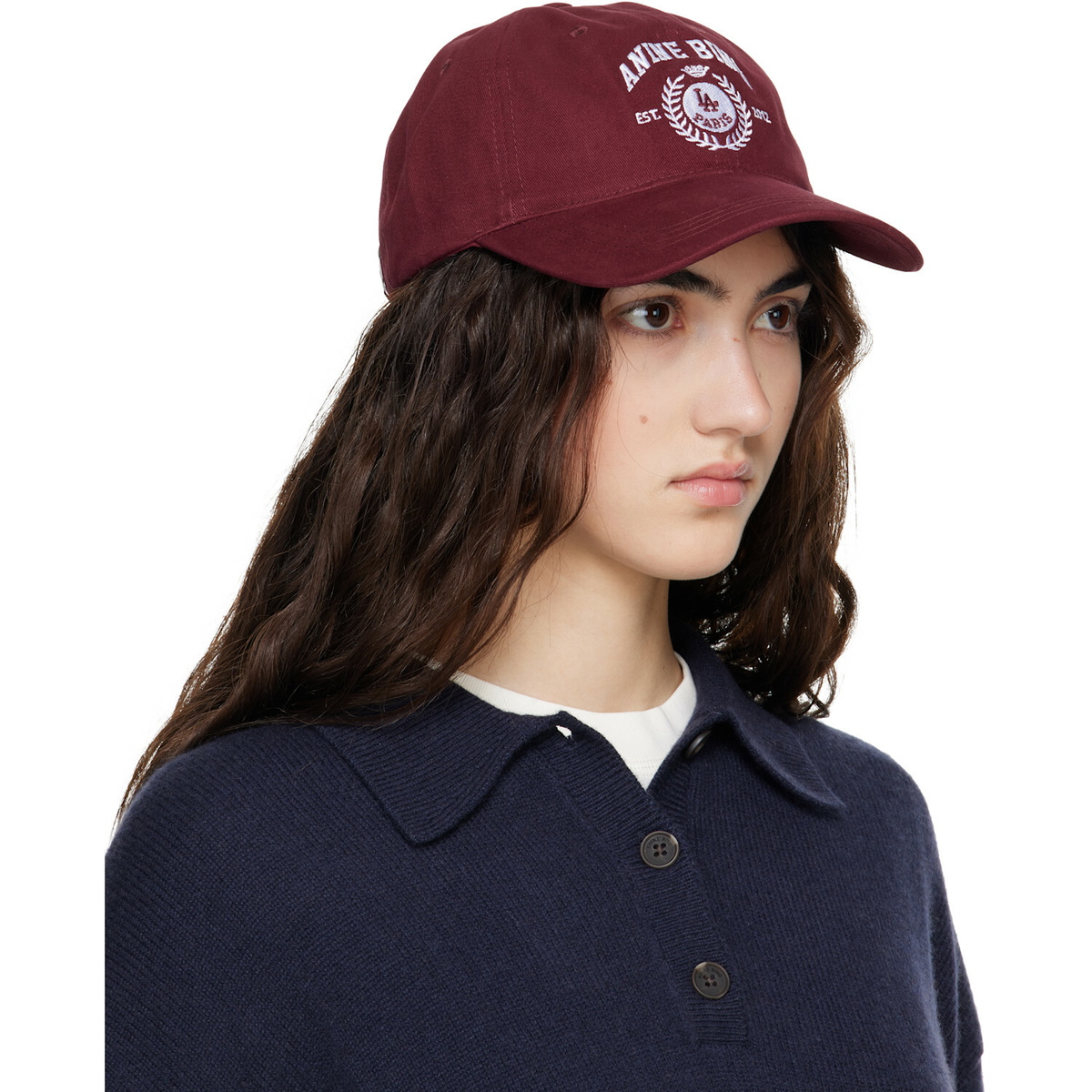 ANINE BING Burgundy Jeremy Collegiate Baseball Cap