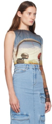 GCDS Multicolor Creatures One-Shoulder T-Shirt