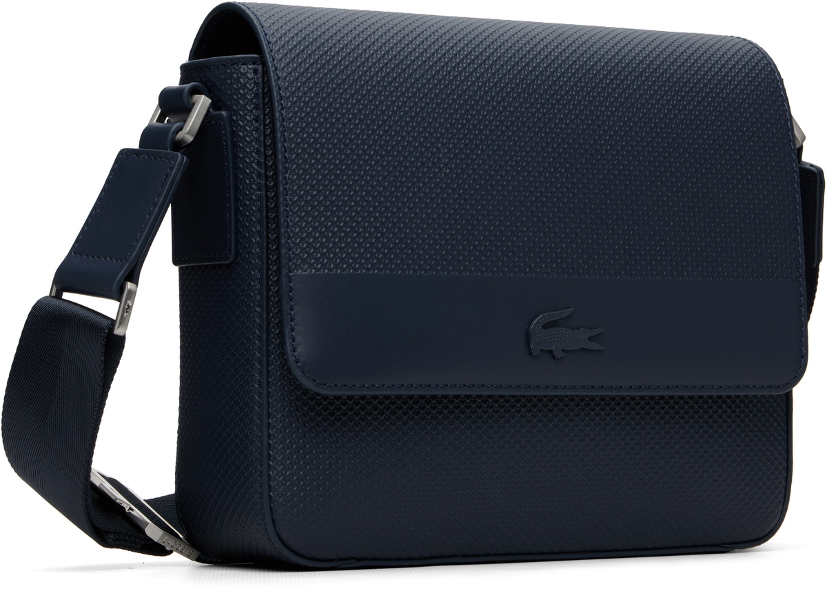 Lacoste Navy Chantaco Leather Messenger Bag