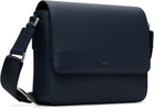 Lacoste Navy Chantaco Leather Messenger Bag