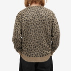 Wacko Maria Men's Leopard Mohair Cardigan in Beige