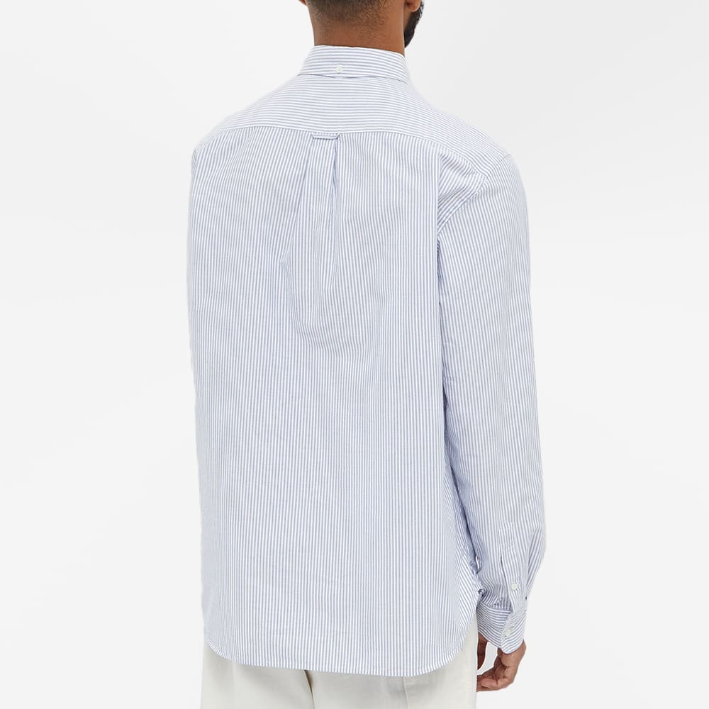 Beams Plus Men's Button Down Candy Stripe Shirt in Blue