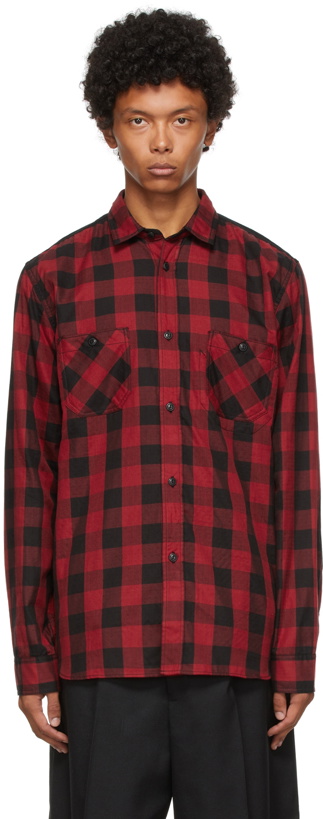 Photo: Junya Watanabe Red Paneled Flannel Shirt