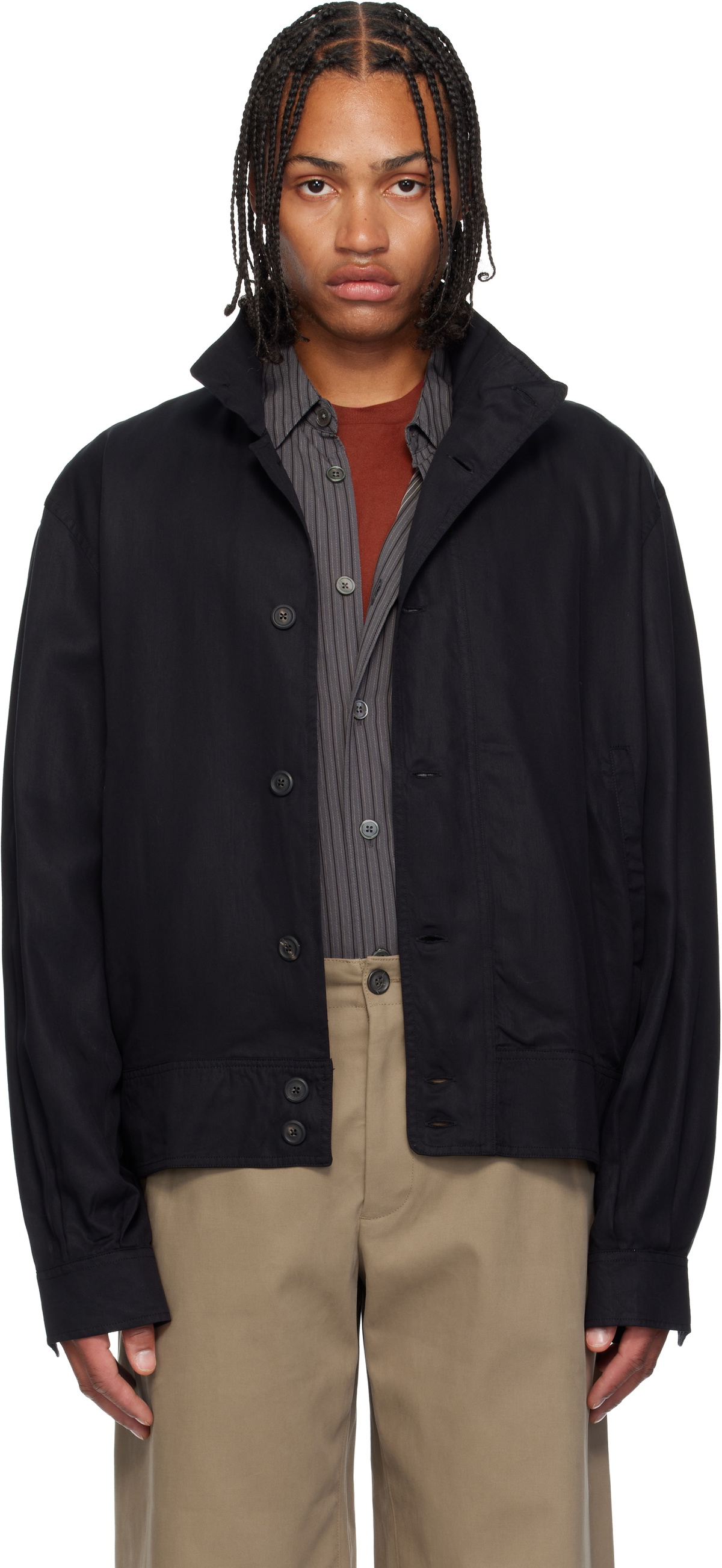 OUR LEGACY Black Pharos Leather Bomber Jacket Our Legacy