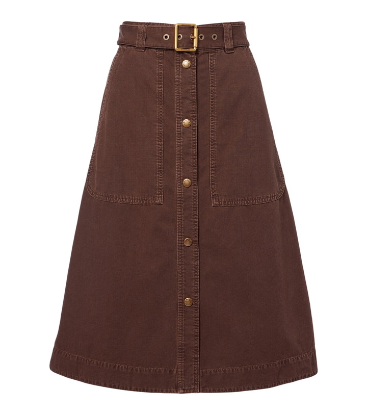 Photo: Moncler Belted denim midi skirt