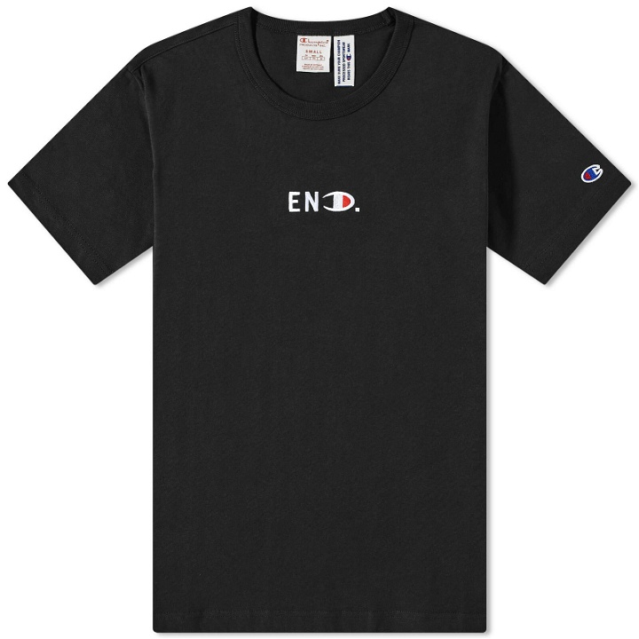 Photo: END. x Champion Reverse Weave T-Shirt in Black