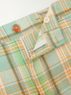 God's True Cashmere - Straight-Leg Checked Linen Shorts - Green