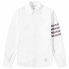 Thom Browne Men's 4 Bar Oxford Shirt in Grey/White