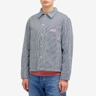 Dubbleware Men's Amherst Hickory Stripe Chore Jacket in White/Indigo