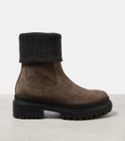 Brunello Cucinelli Embellished suede Chelsea boots