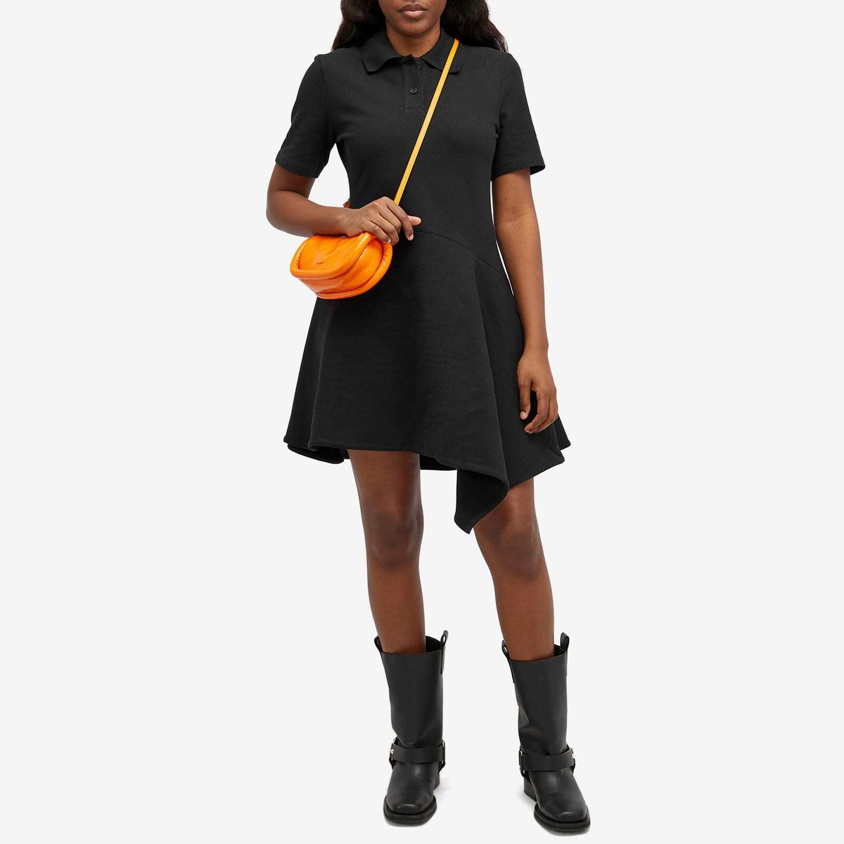 JW Anderson Women's Asymmetric Polo Dress in Black JW Anderson
