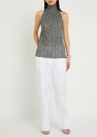Missoni Scarf-effect Fine-knit top Silver