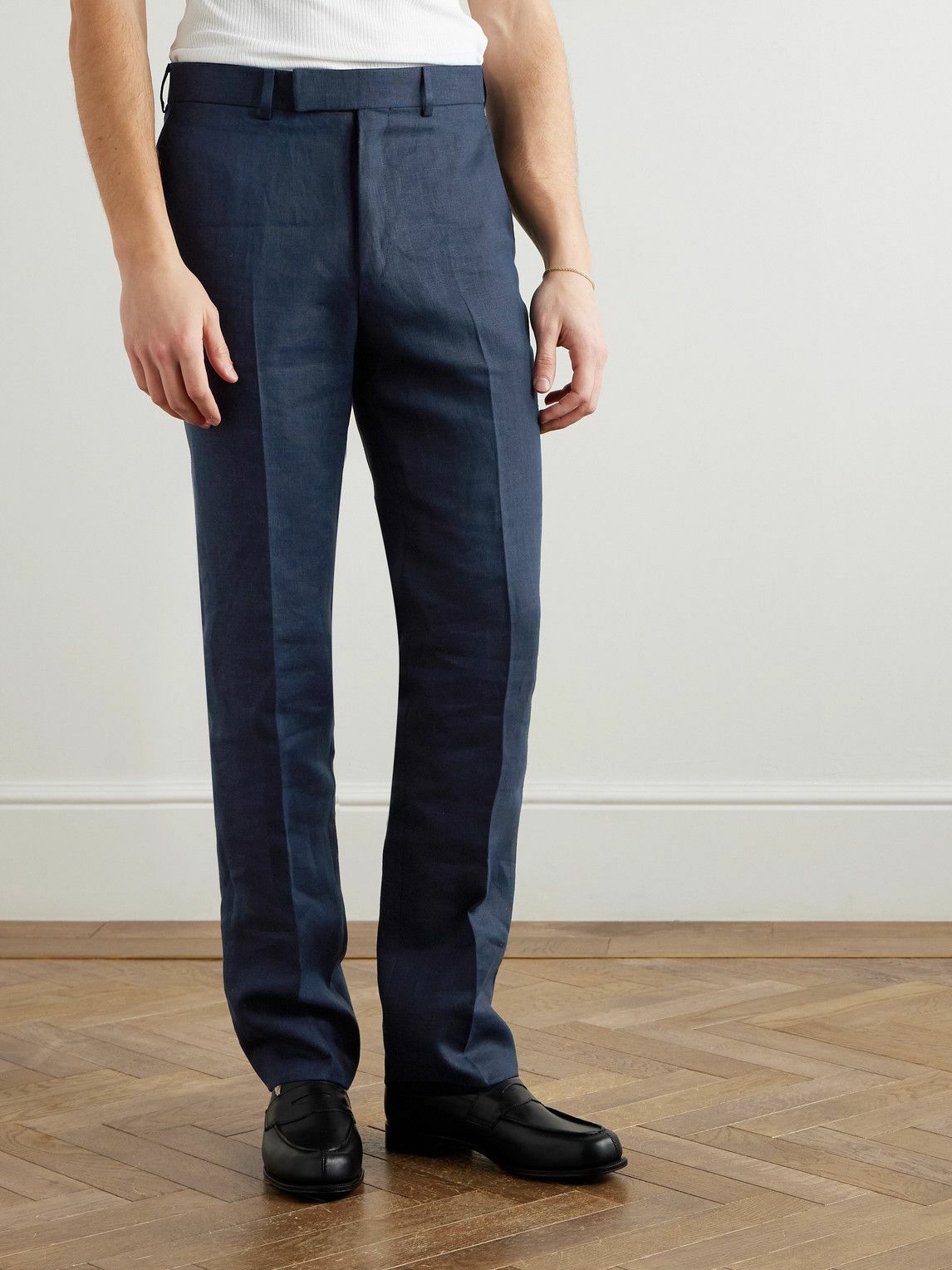 Kingsman - Straight-Leg Linen Suit Trousers - Blue