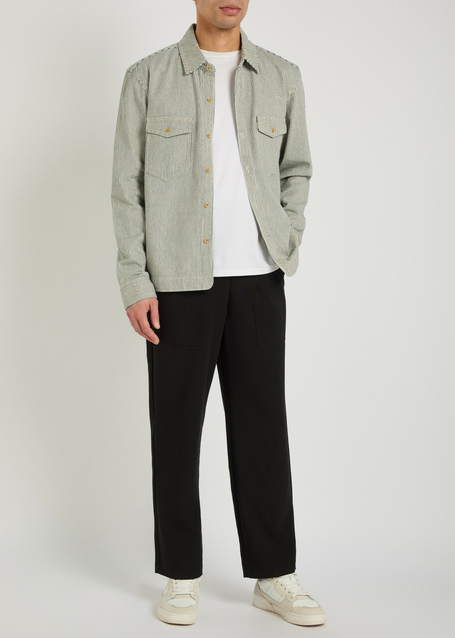 Paige Renzi Striped Denim Jacket Navy