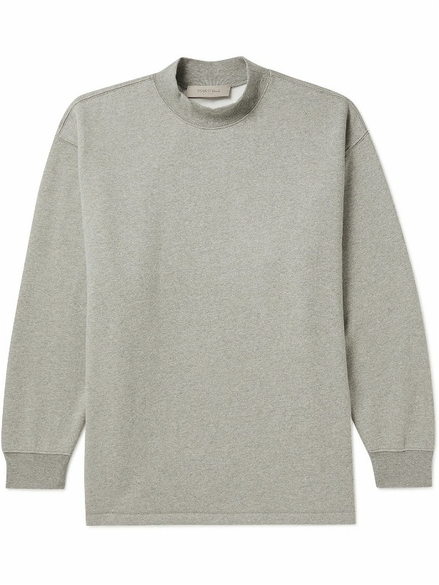 Photo: FEAR OF GOD ESSENTIALS - Logo-Flocked Cotton-Blend Jersey Sweatshirt - Gray