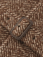 Auralee - Belted Herringbone Wool, Alpaca and Silk-Blend Coat - Brown