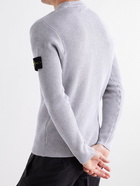 Stone Island - Logo-Appliquéd Ribbed Cotton Sweater - Gray