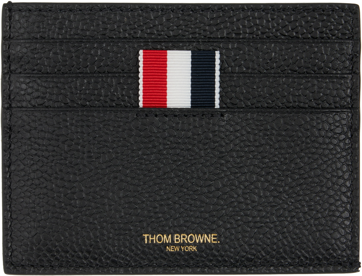 Thom Browne Black Pebble Grain Note Compartment Card Holder