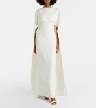 Roland Mouret Crystal-embellished caped crêpe gown