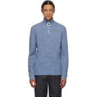 JW Anderson Blue Roll Neck Half-Zip Sweater