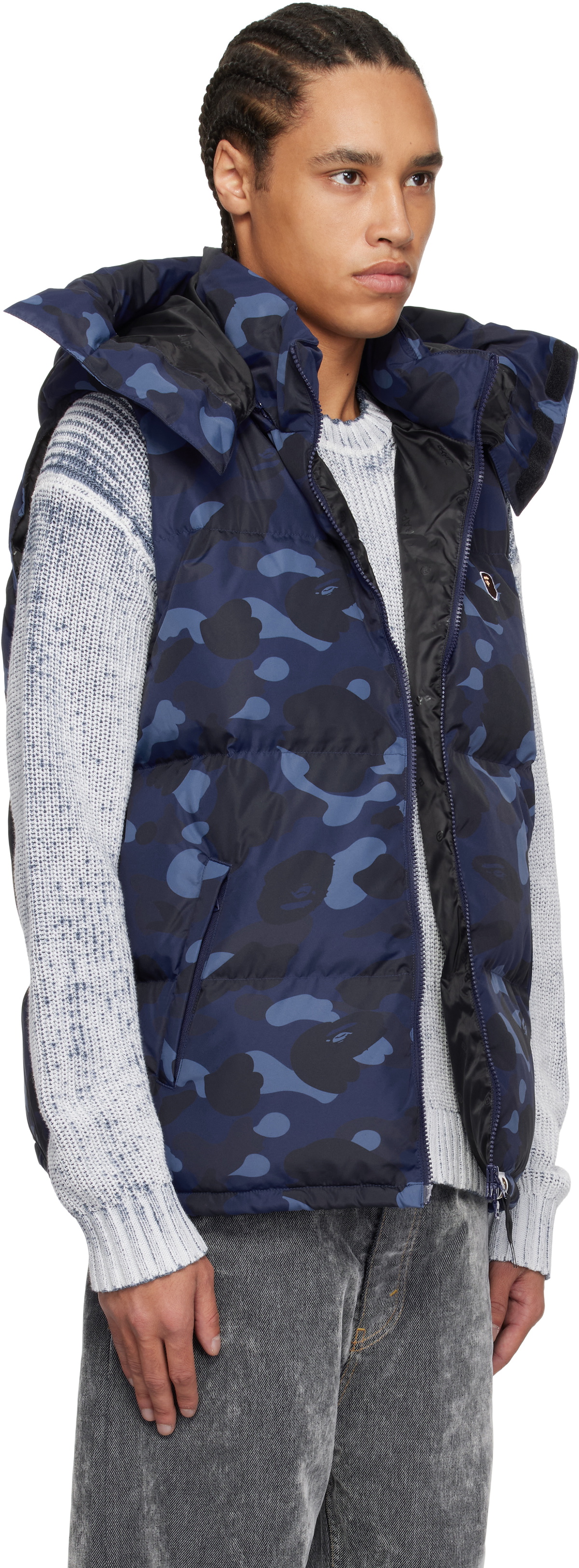 BAPE Navy Color Camo Down Vest A Bathing Ape
