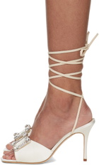 Manolo Blahnik Off-White Lanole Pop Fabio Satin Heels
