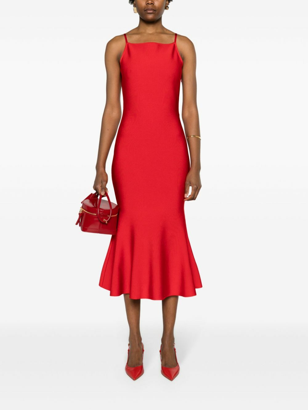 Alexander McQueen Red Square Neck Mermaid Dress Alexander McQueen