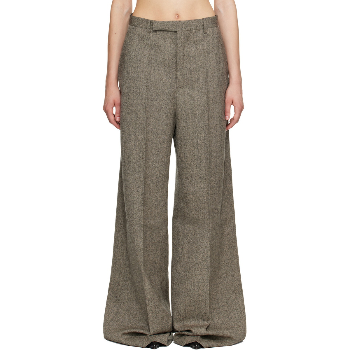 Rick Owens Beige Tower Wide Tailored Trousers