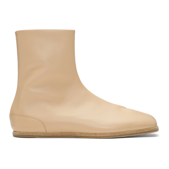 Photo: Maison Margiela Beige Flat Tabi Boots