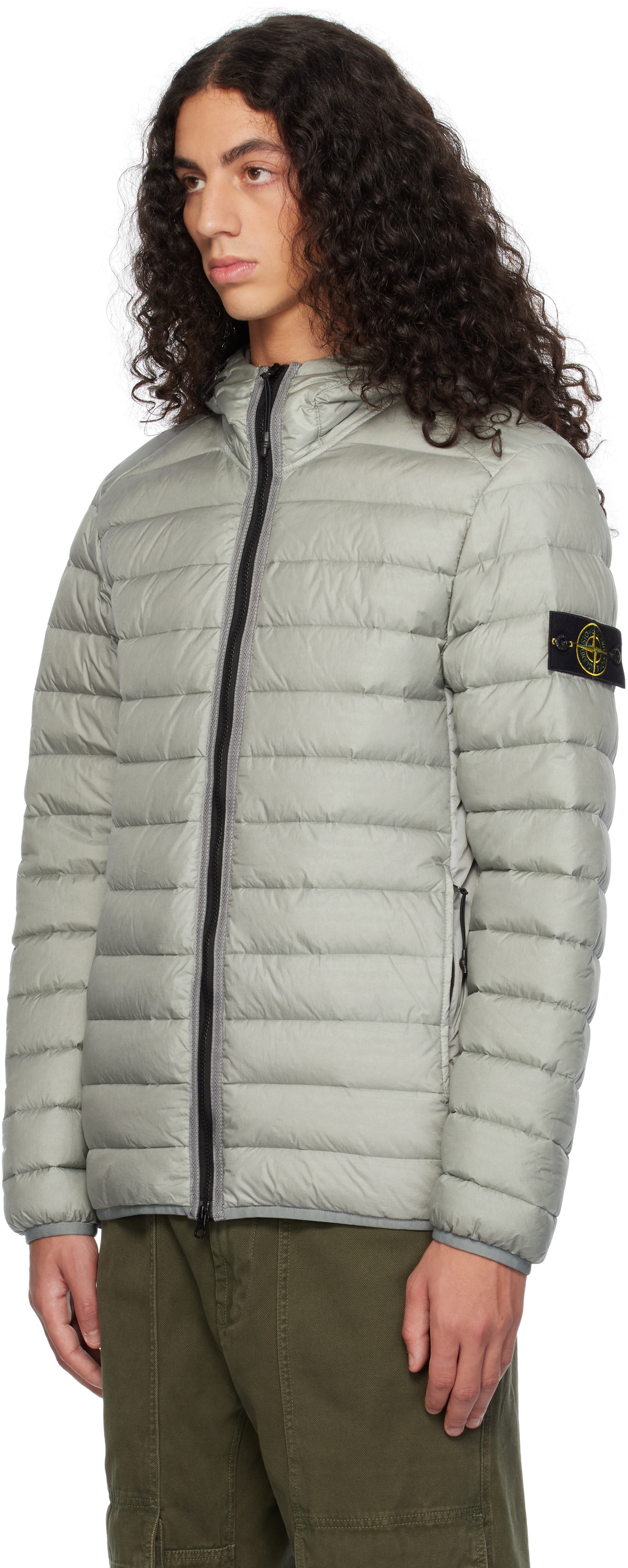 Stone Island Gray 40324 Loom Woven Chambers Down Jacket Stone Island