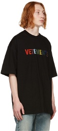 VETEMENTS Black & Multicolor Crystal Logo T-Shirt