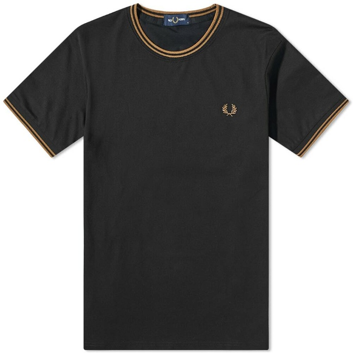 Photo: Fred Perry Authentic Men's Twin Tipped T-Shirt in Black/Shaded Stone