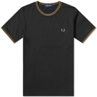Fred Perry Authentic Men's Twin Tipped T-Shirt in Black/Shaded Stone
