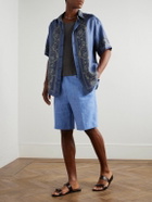 Etro - Straight-Leg Linen and Wool-Blend Shorts - Blue